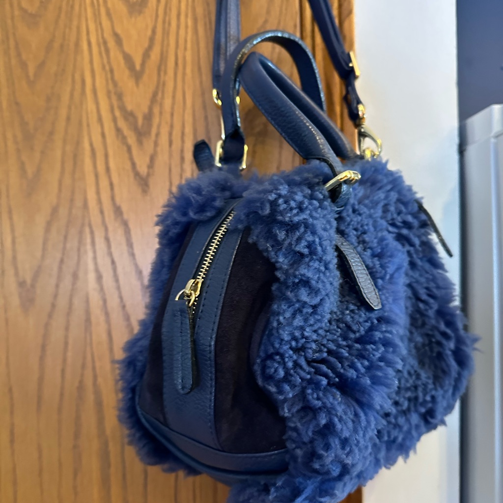 Chic Blue Genuine Fur And Genuine Leather Lisa Conte